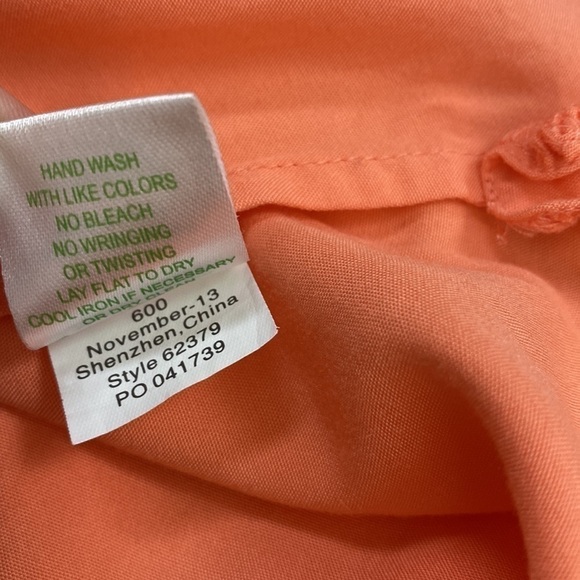 LILLY PULITZER Charlotte Tunic Top Coral Orange Embroidered Elephants Size XS - Picture 7 of 10